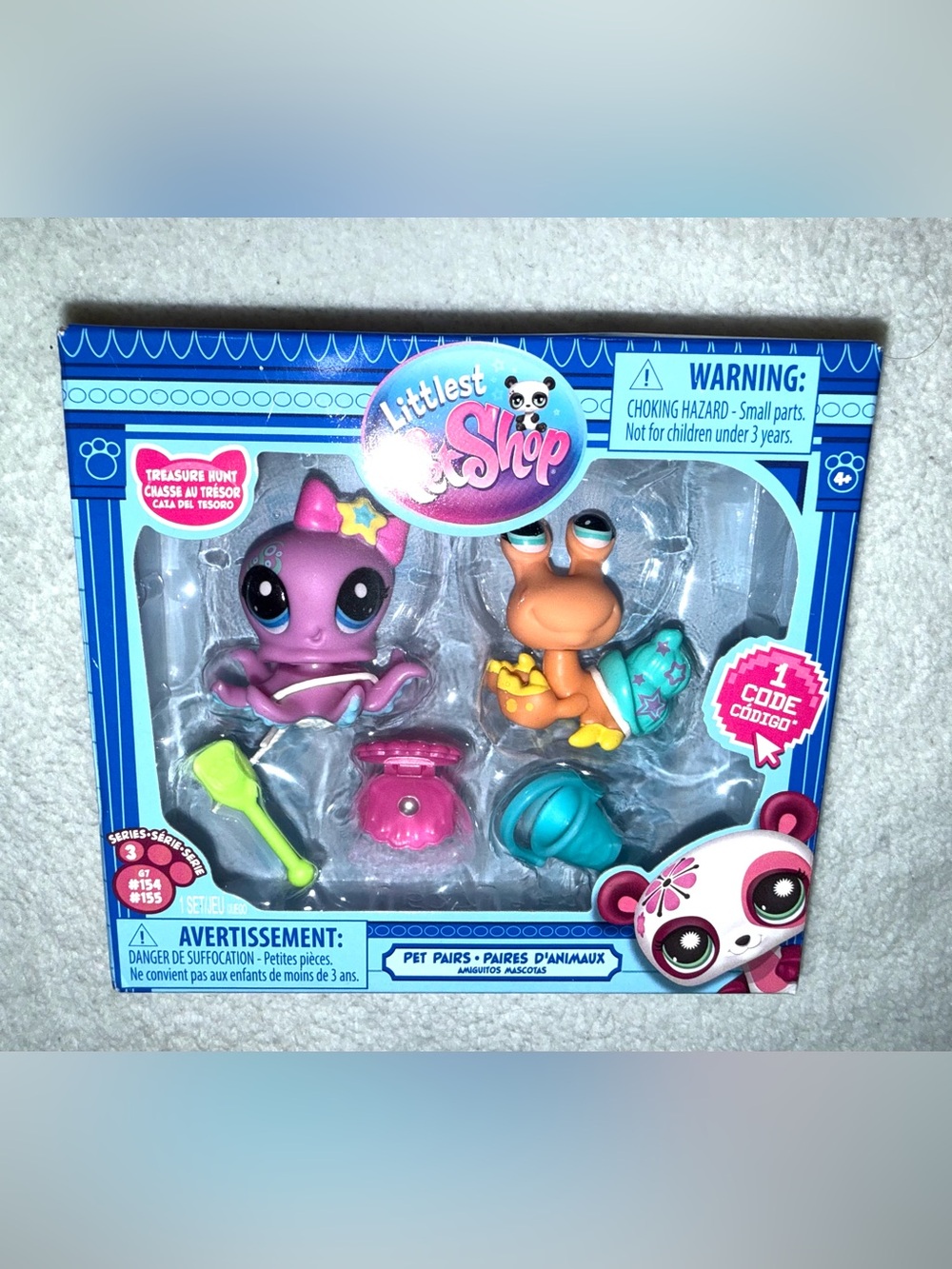 Littlest Pet Shop G7 Series 3 Pet Pairs: Treasure Hunt set w/ Octopus & Crab